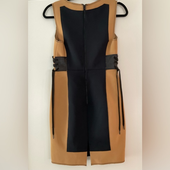 Tracy Reese- Paneled Leather Sheath Dress with adjustable side ties. Women’s 6. - Picture 2 of 9